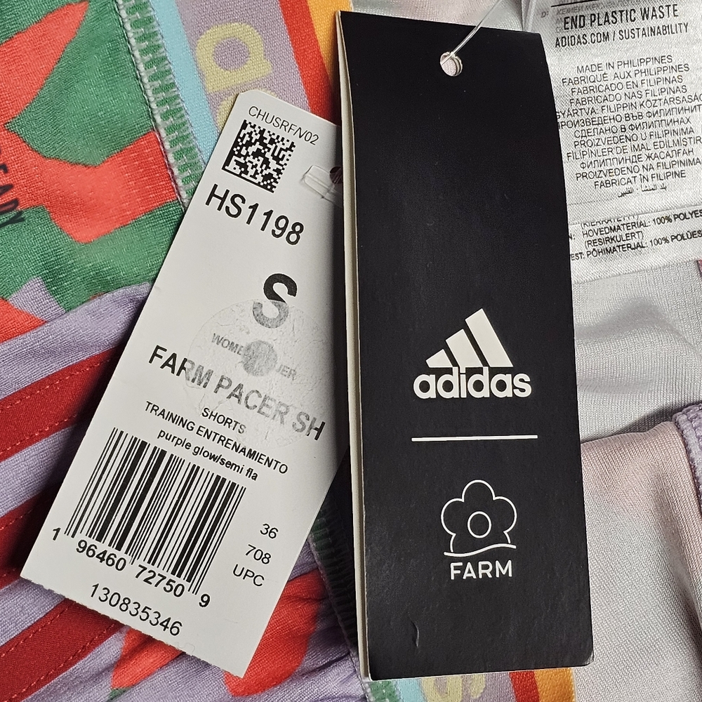 ๐๏ธ Adidas X Farm Rio Pacer 3 Stripes Knit Shorts size Small - Picture 12 of 12